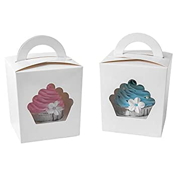 Single individual cupcake boxes white with window removable insert 